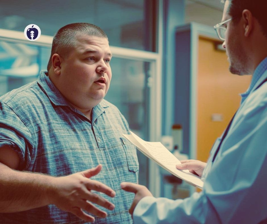 Uomo obeso dal medico